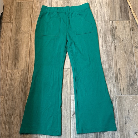 Anthropologie Maeve Pull On Knit Split Hem Flare pants Green Medium - Picture 3 of 10